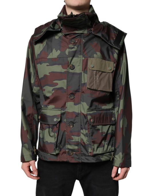 Chaqueta con capucha y botones de camuflaje multicolor de Dolce &amp; Gabbana