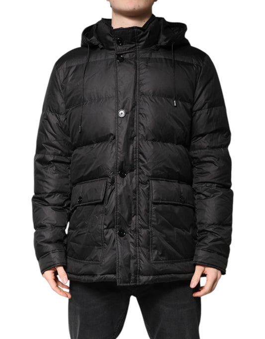 Giacca invernale con cappuccio nero Dolce &amp; Gabbana