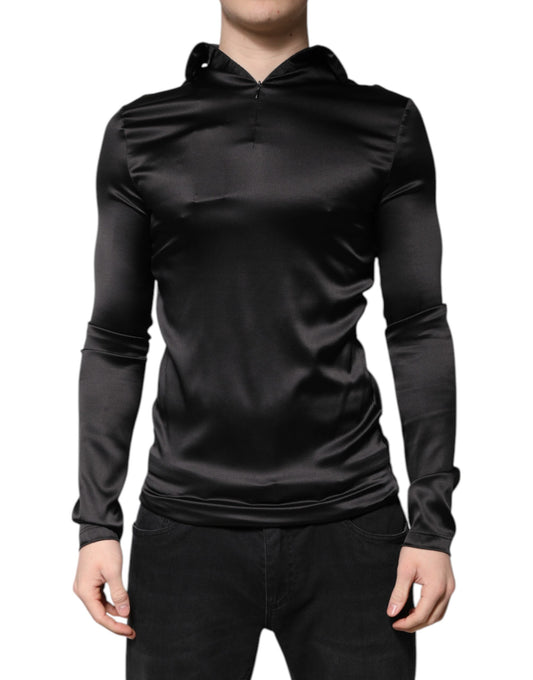 Suéter de cuello alto de seda negra Dolce &amp; Gabbana para hombre