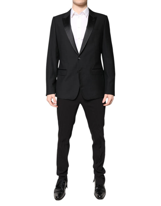Abito monopetto in lana nera Dolce &amp; Gabbana a due pezzi