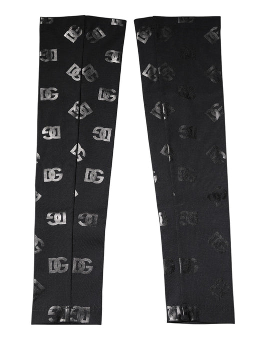Maniche elasticizzate in lana con monogramma e logo DG Dolce &amp; Gabbana nere