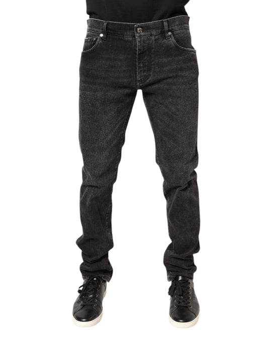 Jeans skinny in cotone lavato grigio Dolce &amp; Gabbana