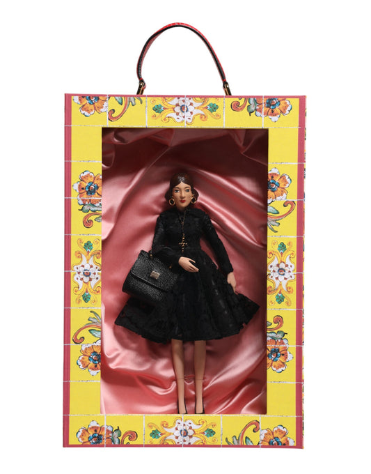 Dolce &amp; Gabbana Abito Nero Ceramica Porcellana Moda Pelle Bambole Sicilia