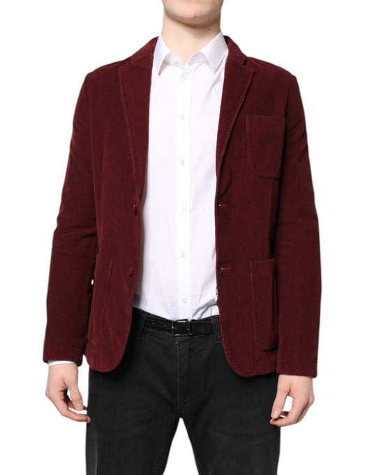 GF Ferre Maroon Corduroy Regular Fit Men Coat Blazer Jacket