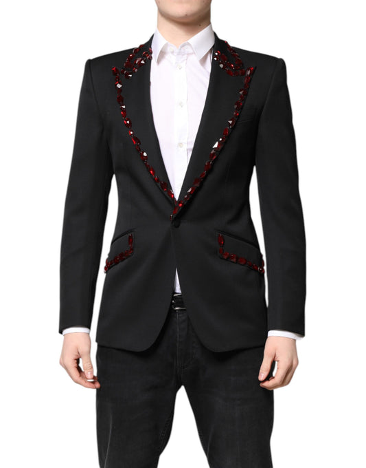 Blazer con cappotto impreziosito da cristalli SICILIA Dolce &amp; Gabbana nero