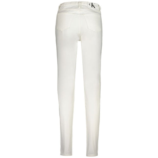 Calvin Klein White Cotton Jeans & Pant