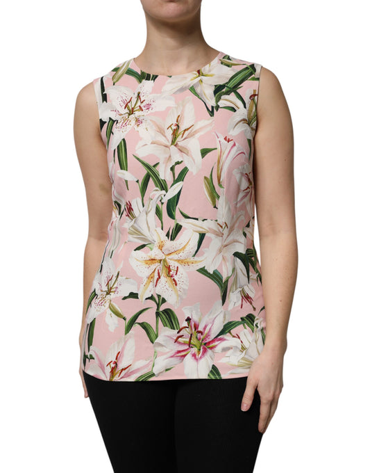 Top de tirantes con cuello redondo y estampado floral multicolor de Dolce &amp; Gabbana
