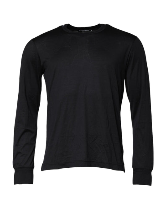 Dolce &amp; Gabbana Maglione girocollo da uomo in seta blu scuro