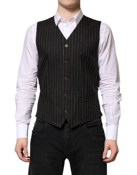 Chaleco formal de lana con rayas negras para hombre de Dolce &amp; Gabbana