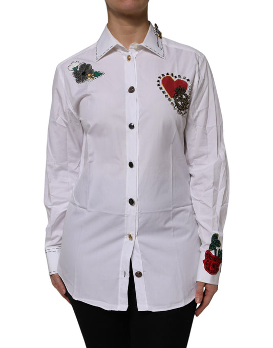 Camisa Dolce &amp; Gabbana de algodón blanco con adornos florales