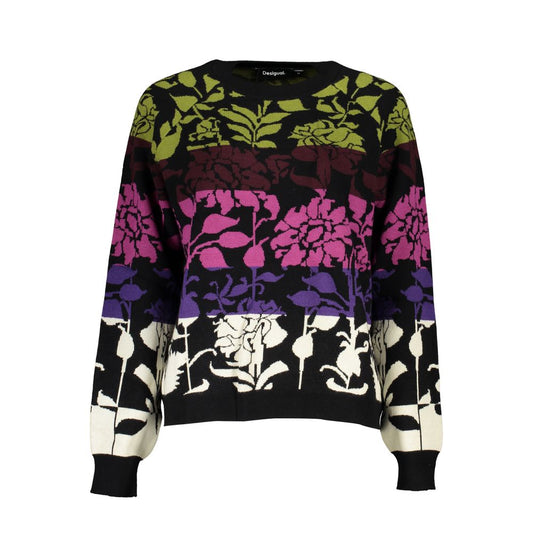 Suéter negro de manga larga Desigual Chic con detalles en contraste
