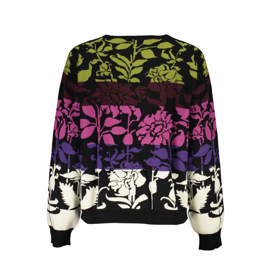 Suéter negro de manga larga Desigual Chic con detalles en contraste