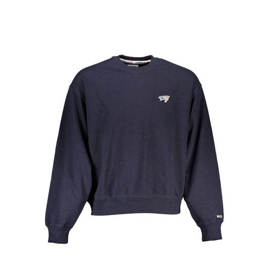 Suéter azul elegante de cuello redondo con detalle de logotipo de Tommy Hilfiger