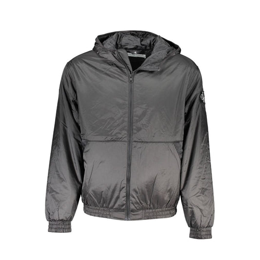 Chaqueta elegante con capucha negra de Calvin Klein con detalle en contraste