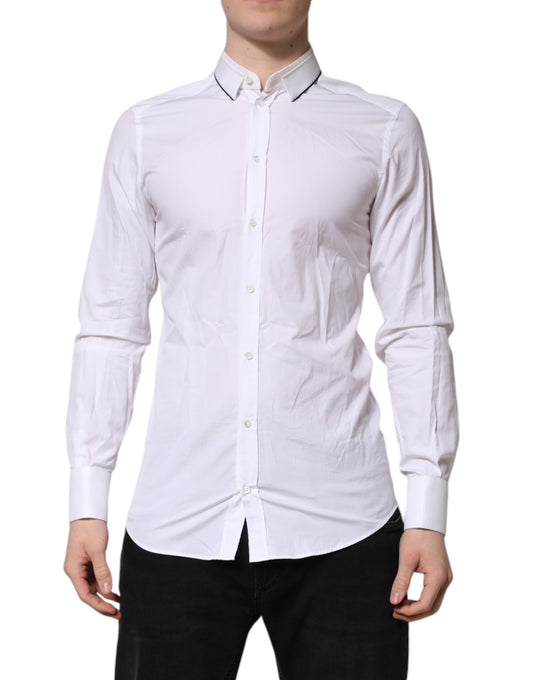 Camisa formal de manga larga Dolce &amp; Gabbana de algodón blanco dorado