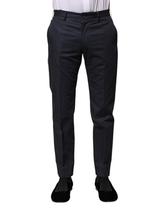 Pantalones formales de algodón azul oscuro de Dolce &amp; Gabbana
