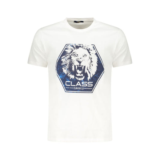 Camiseta de algodón blanca para hombre Cavalli Class