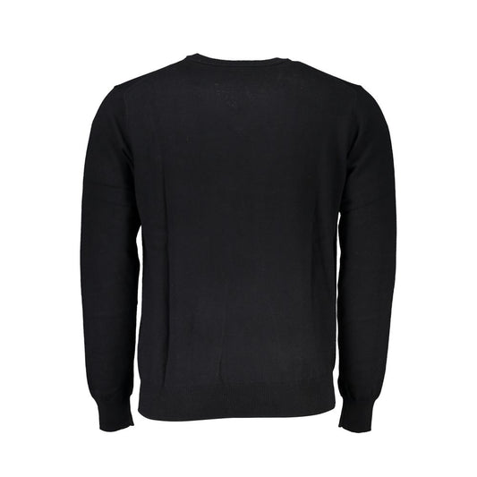 Suéter negro elegante con cuello en V bordado de Harmont &amp; Blaine