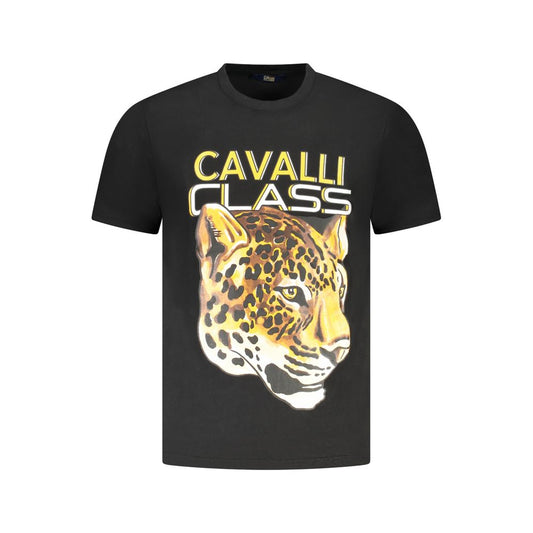 Camiseta de algodón negra para hombre Cavalli Class