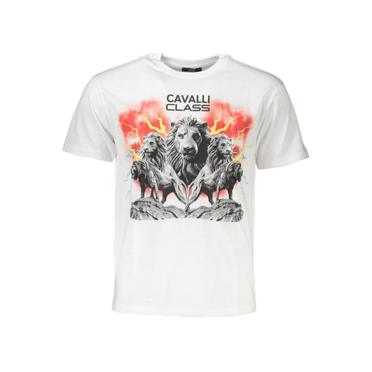 Camiseta de algodón blanca para hombre Cavalli Class