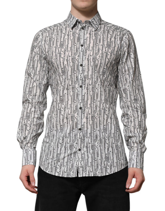 Camisa informal de manga larga con estampado floral blanco de Dolce &amp; Gabbana