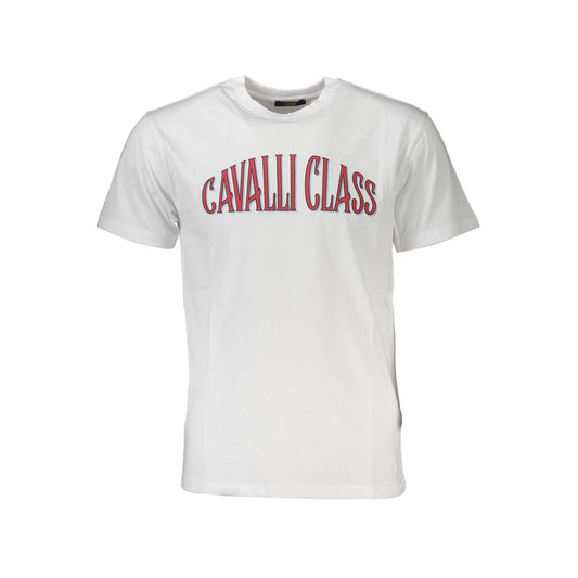 Camiseta de algodón blanca para hombre Cavalli Class