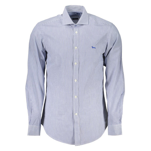Camisa elegante de algodón orgánico azul Harmont &amp; Blaine