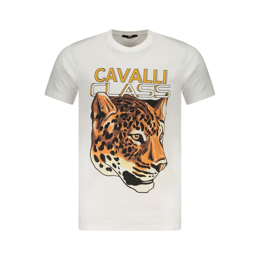 Camiseta de algodón blanca para hombre Cavalli Class