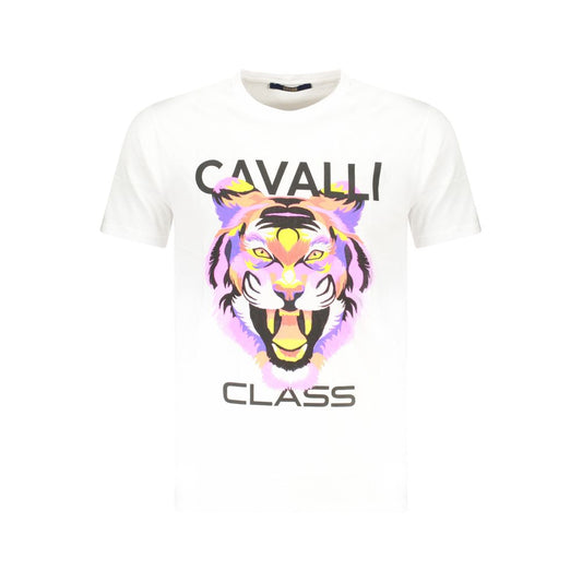 Camiseta de algodón blanca para hombre Cavalli Class