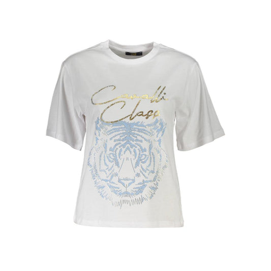 Top de algodón blanco para mujer Cavalli Class