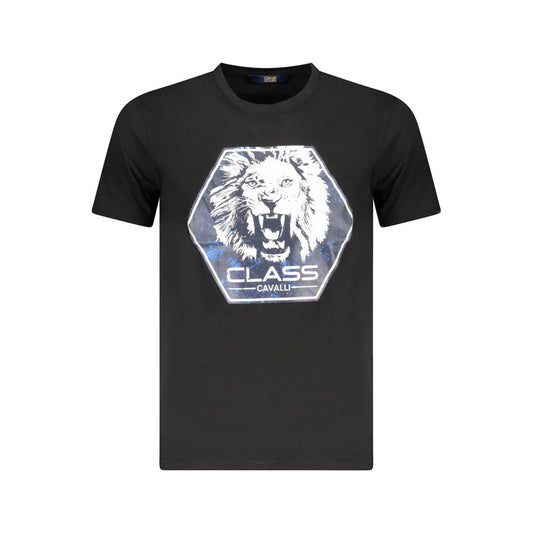 Camiseta de algodón negra para hombre Cavalli Class