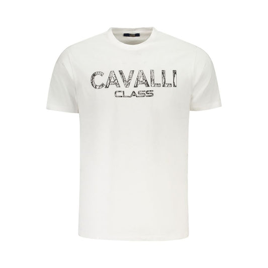 Camiseta de algodón blanca para hombre Cavalli Class