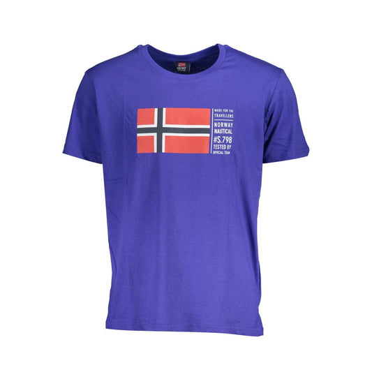 Camiseta de algodón azul para hombre de Noruega 1963