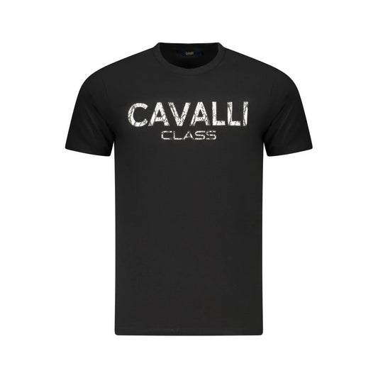 Camiseta de algodón negra para hombre Cavalli Class