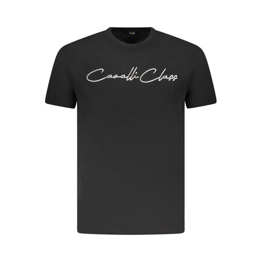 Camiseta de algodón negra para hombre Cavalli Class