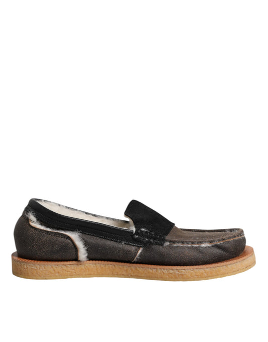 Mocasines Dolce &amp; Gabbana de piel de becerro marrón y blanca