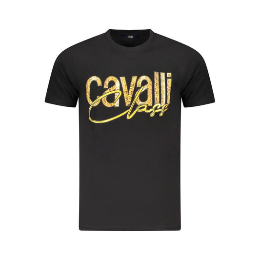 Camiseta de algodón negra para hombre Cavalli Class