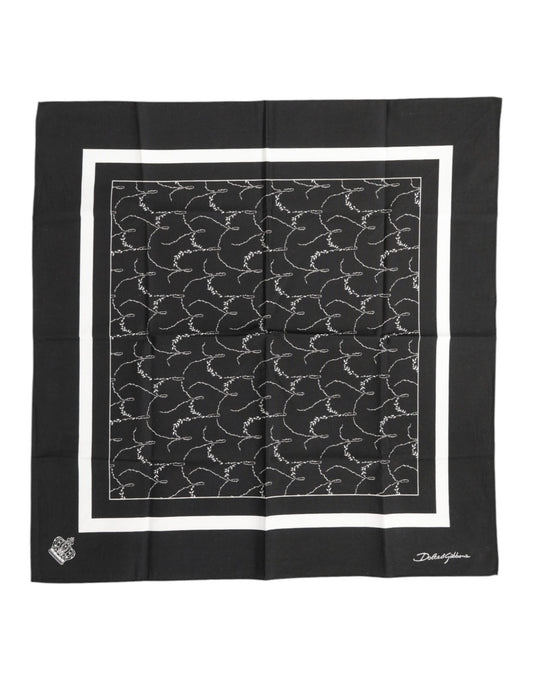 Dolce & Gabbana Black White Printed Square Foulard Scarf