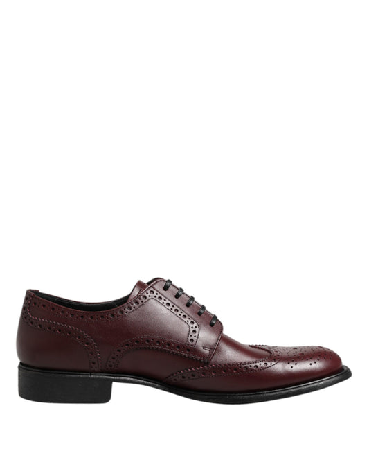 Zapatos de vestir Derby con cordones de cuero marrón de Dolce &amp; Gabbana
