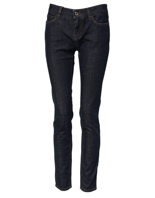 Dolce & Gabbana Blue Skinny Cotton Mid Waisted Denim Jeans