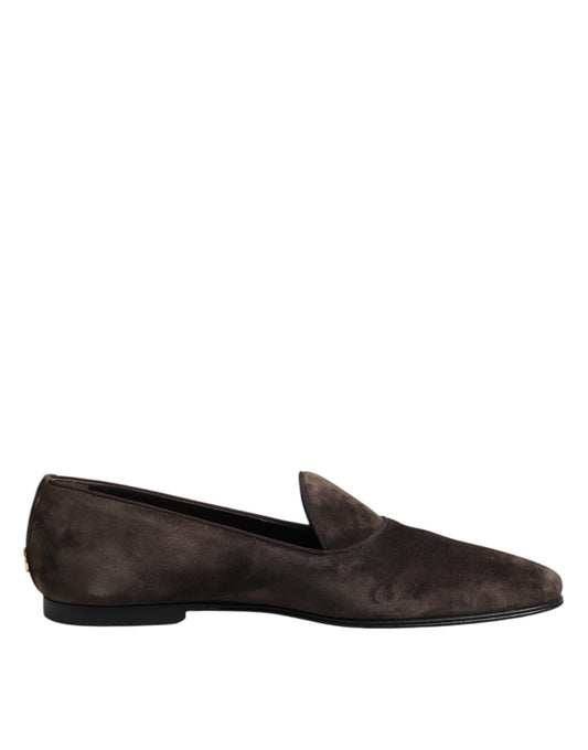 Mocasines sin cordones de piel de terciopelo marrón de Dolce &amp; Gabbana