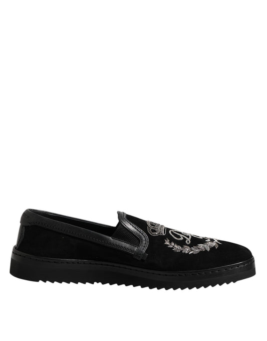 Mocasines con corona bordada en negro de Dolce &amp; Gabbana