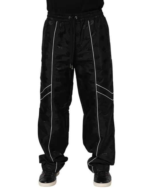 Pantalones deportivos rectos de algodón negro Dolce &amp; Gabbana