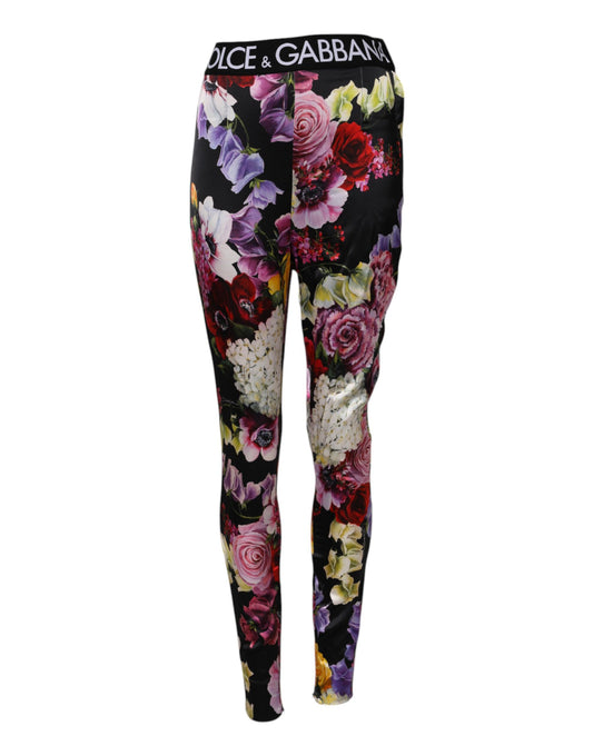 Dolce & Gabbana Multicolor Floral Legging Stretch Waist Pants