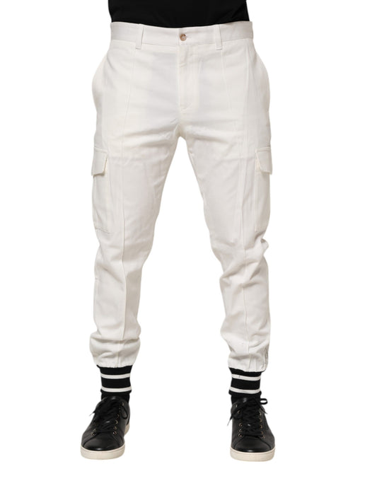 Pantalones cargo ajustados de algodón blanco Dolce &amp; Gabbana para hombre