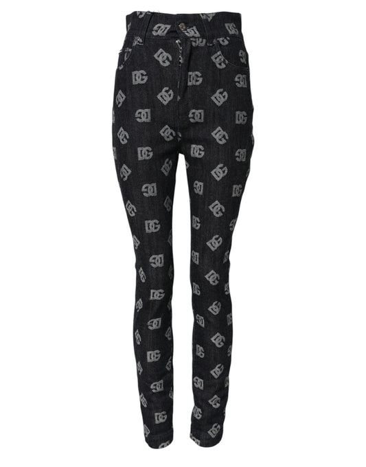 Dolce & Gabbana Black DG Logo High Waist Skinny Denim Jeans