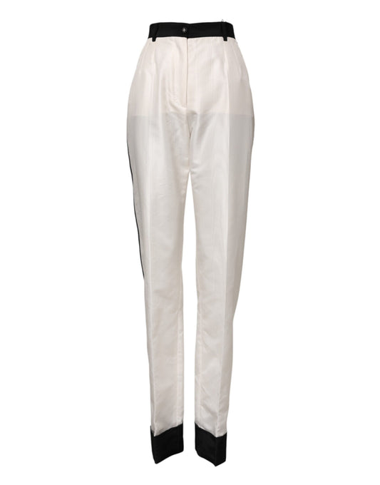 Pantalón de vestir recto de cintura alta blanco de Dolce &amp; Gabbana