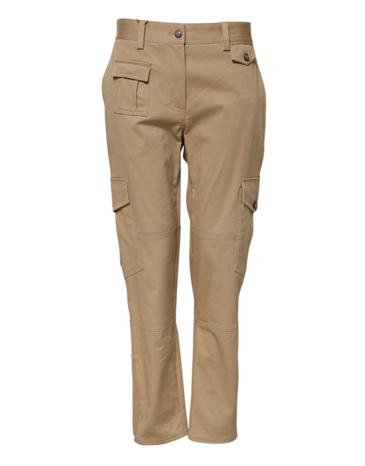 Pantalones cargo cónicos beige de cintura media de Dolce &amp; Gabbana 