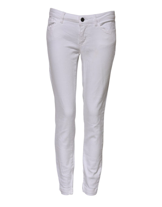 Dolce & Gabbana White Cotton Low Waist Skinny Denim Jeans