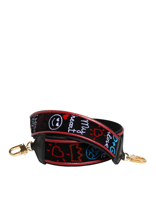 Correa de hombro para bolso de mujer con estampado de algodón negro de Dolce &amp; Gabbana